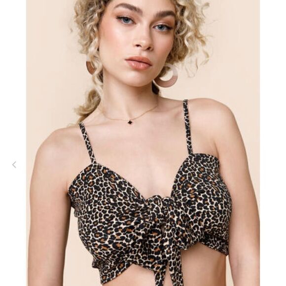 NWT Jenna Tie Front Cami 44 Leopard‎ print. Size Medium - Picture 3 of 5